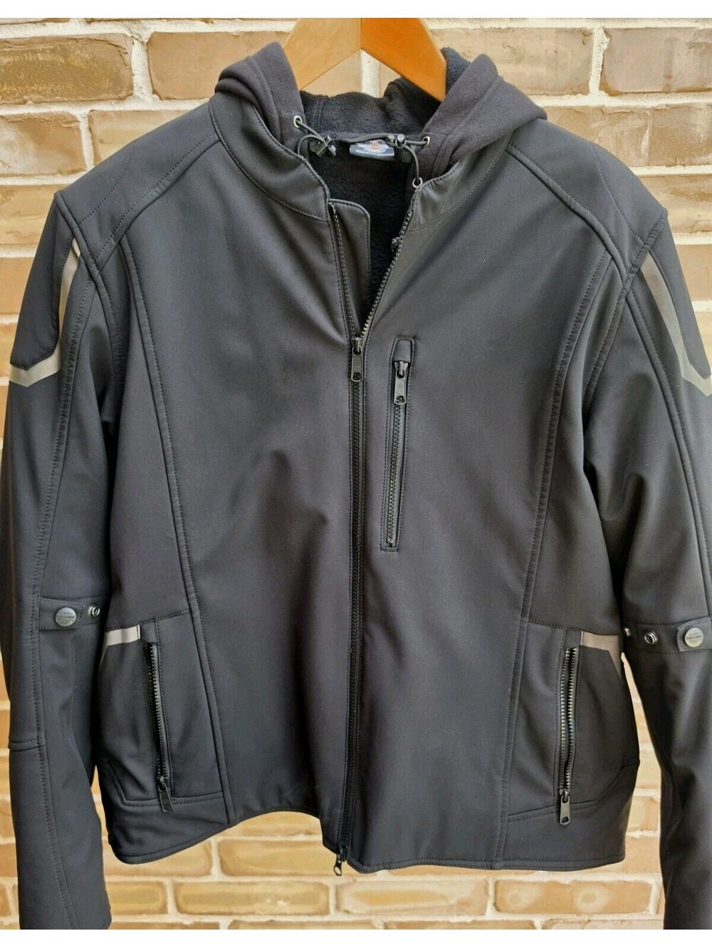 Harley-Davidson Men's XL 2-in-1 Softshell Motorcycle Jacket Hoodie Black